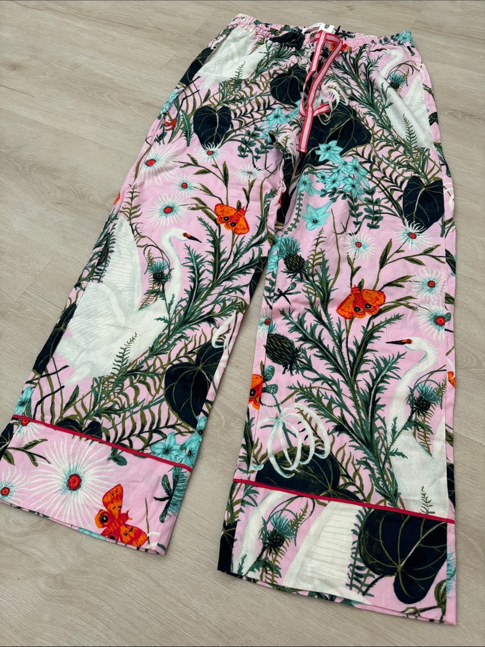 Anthropologie Pink Botanical Print Lounge Pants